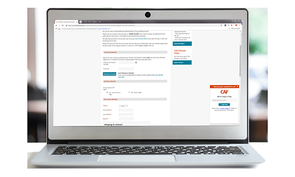Charities Aid Foundation has implemented chat box for website to support applications