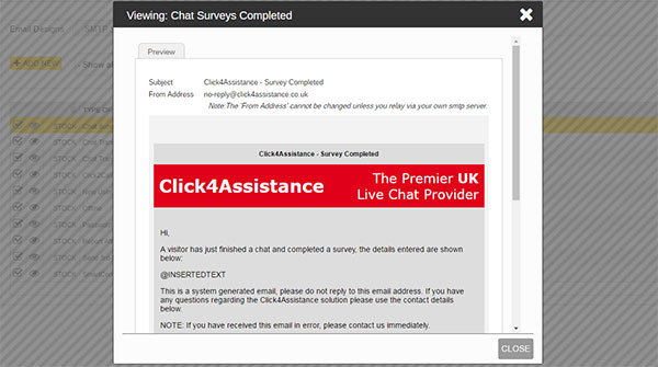 Live Chat Software Email Template