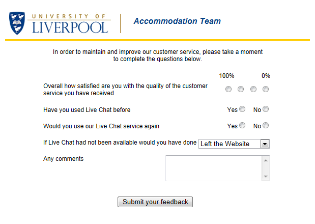 University of Liverpool, best live chat 