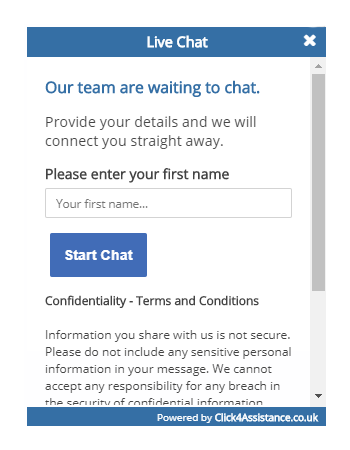 NHS Scotland's live chat on your website prechat form