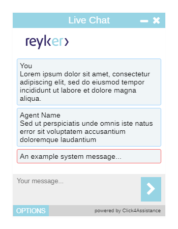 Reyker's chat for websites dialogue window