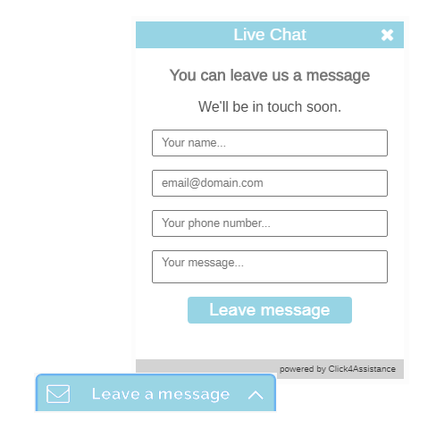 Reyker's chat for websites service display a way to contact them even when they are offline