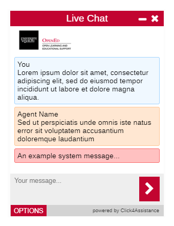 University of Guelph using online chat software on their OpenEd department