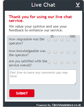 live chat on website post survey